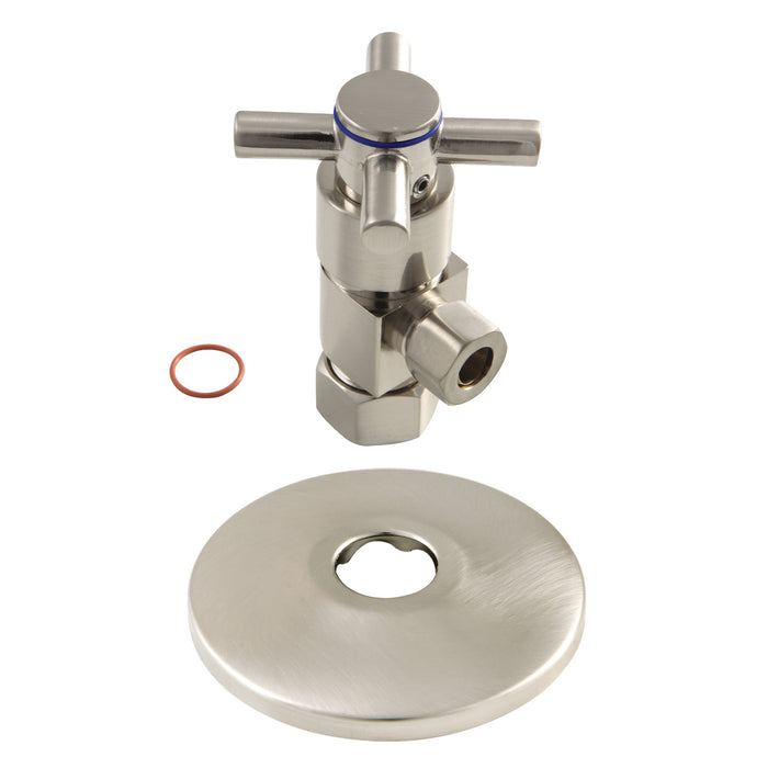 Kingston Sona CD53308DXK 5/8-Inch O.D. Comp x 3/8-Inch O.D. Comp Anti-Seize Deluxe Quarter-Turn Ceramic Hardisc Cartridge Angle Stop with Flange, Brushed Nickel