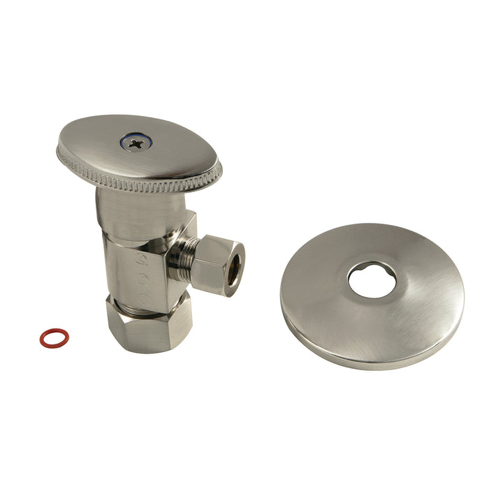 Kingston CD53308VAK 5/8-Inch O.D. Comp x 3/8-Inch O.D. Comp Anti-Seize Deluxe Quarter-Turn Ceramic Hardisc Cartridge Angle Stop with Flange, Brushed Nickel