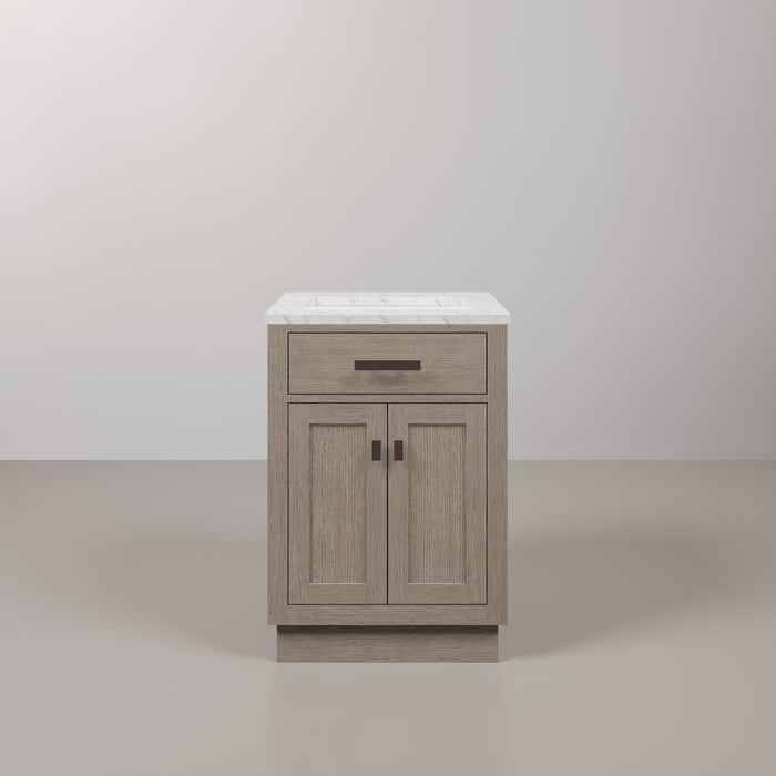 Kingston Chestnut CH24CW03GK - 24 in. x 21.5 in. Bathroom Vanity Marble Top and White Basin, Grey Oak