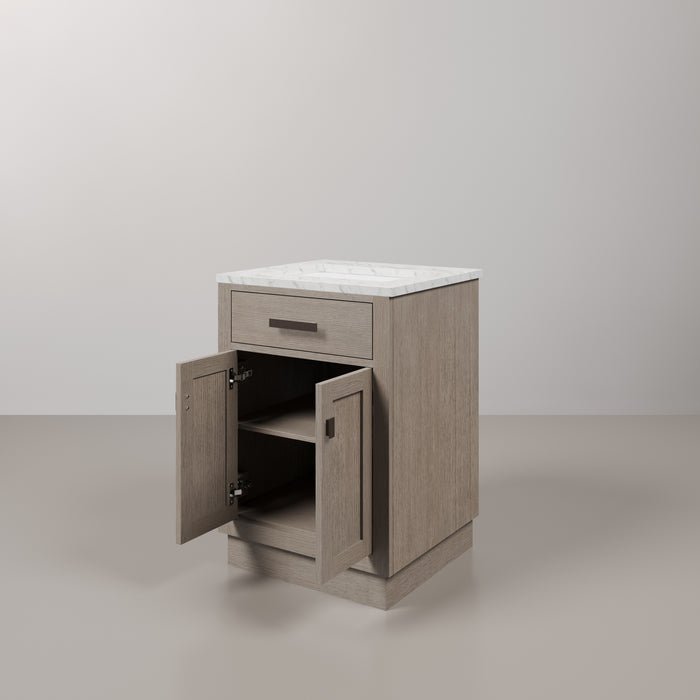 Kingston Chestnut CH24CW03GK - 24 in. x 21.5 in. Bathroom Vanity Marble Top and White Basin, Grey Oak