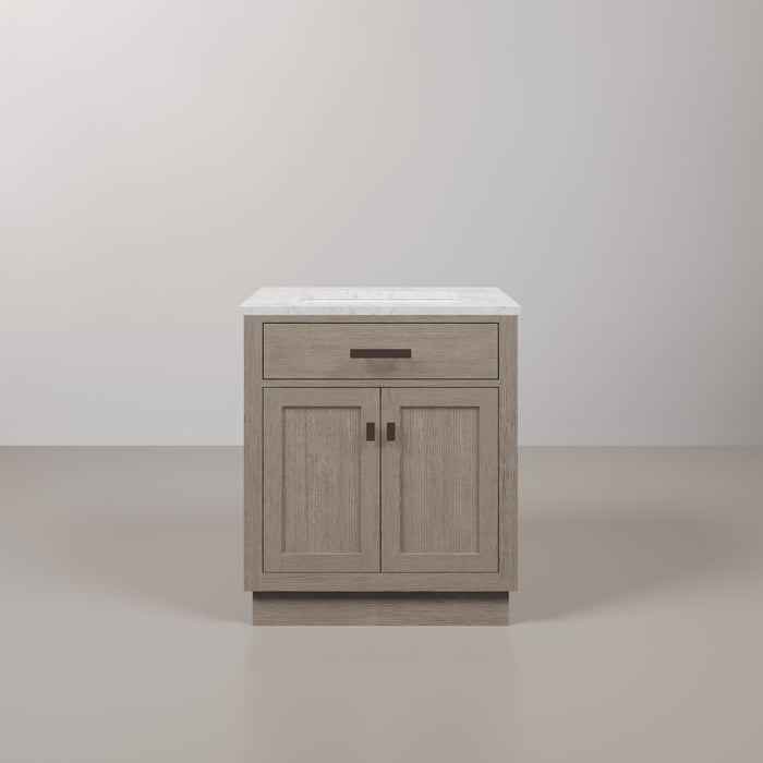 Kingston Chestnut CH30CW03GK - 30 in. x 21.5 in. Bathroom Vanity Marble Top and White Basin, Grey Oak