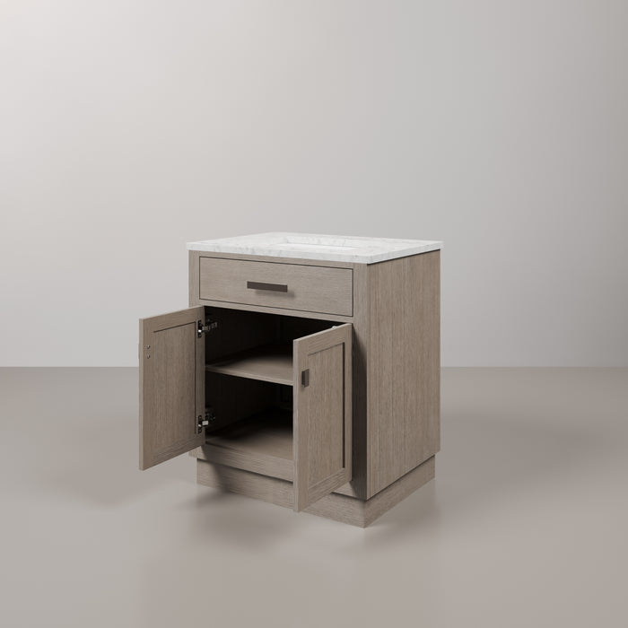 Kingston Chestnut CH30CW03GK - 30 in. x 21.5 in. Bathroom Vanity Marble Top and White Basin, Grey Oak