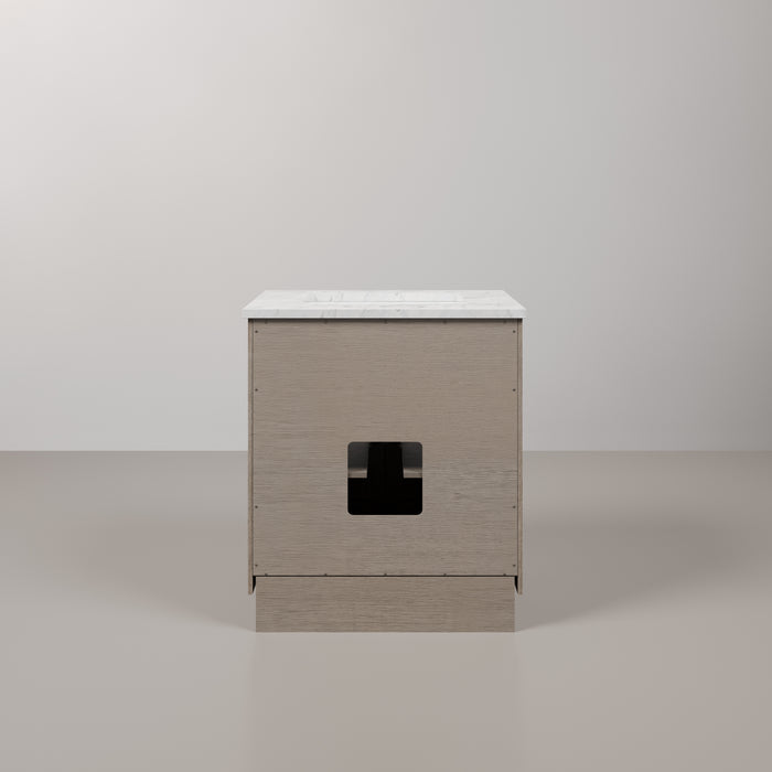 Kingston Chestnut CH30CW03GK - 30 in. x 21.5 in. Bathroom Vanity Marble Top and White Basin, Grey Oak