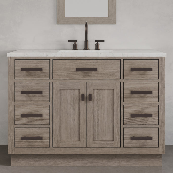 Kingston Chestnut CH48CW03GK - 48 in. x 21.5 in. Bathroom Vanity Marble Top and White Basin, Grey Oak