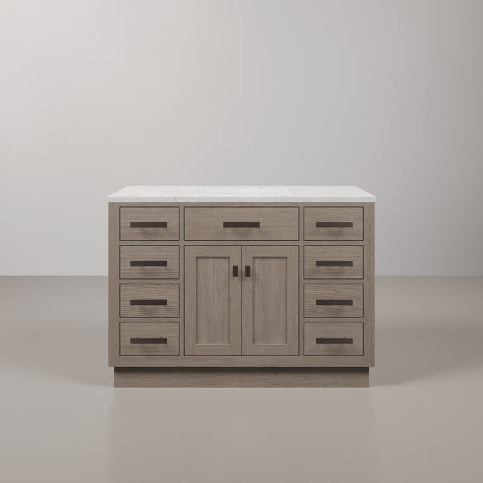 Kingston Chestnut CH48CW03GK - 48 in. x 21.5 in. Bathroom Vanity Marble Top and White Basin, Grey Oak