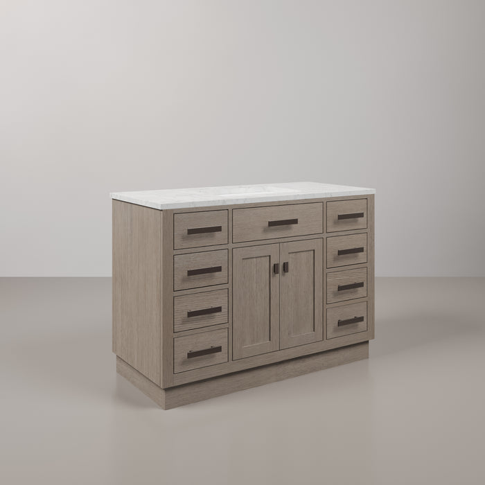 Kingston Chestnut CH48CW03GK - 48 in. x 21.5 in. Bathroom Vanity Marble Top and White Basin, Grey Oak