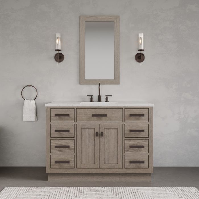 Kingston Chestnut CH48CW03GK - 48 in. x 21.5 in. Bathroom Vanity Marble Top and White Basin, Grey Oak
