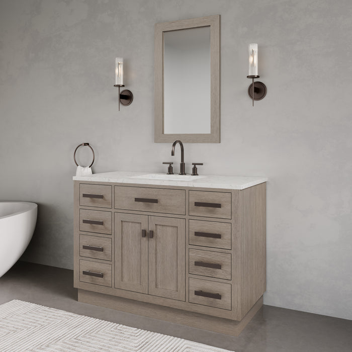 Kingston Chestnut CH48CW03GK - 48 in. x 21.5 in. Bathroom Vanity Marble Top and White Basin, Grey Oak