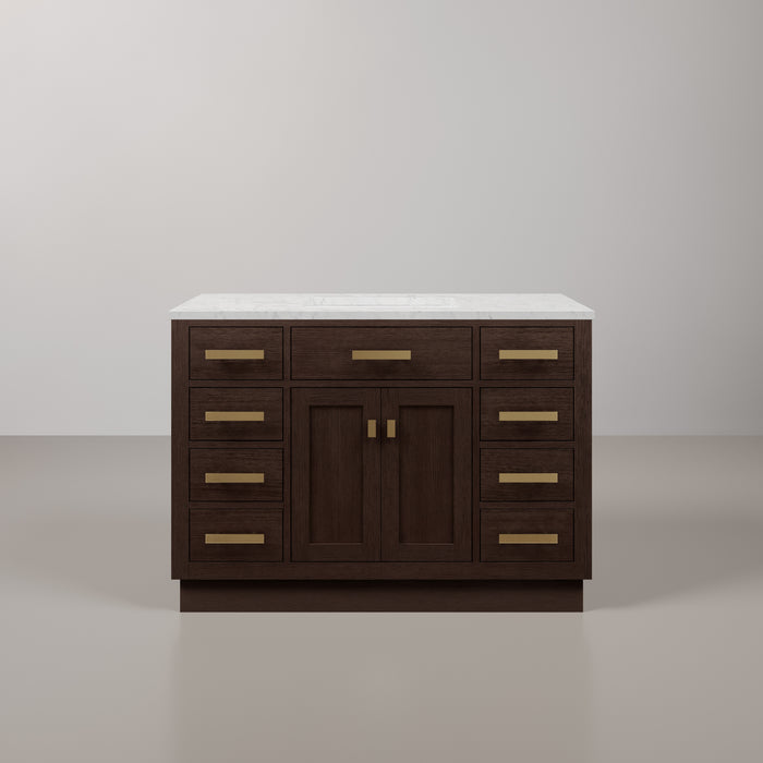 Kingston Chestnut CH48CW06BK - 48 in. x 21.5 in. Bathroom Vanity Marble Top and White Basin, Brown Oak