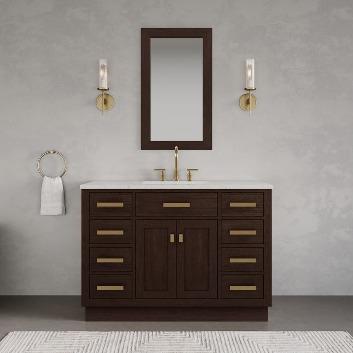 Kingston Chestnut CH48CW06BK - 48 in. x 21.5 in. Bathroom Vanity Marble Top and White Basin, Brown Oak