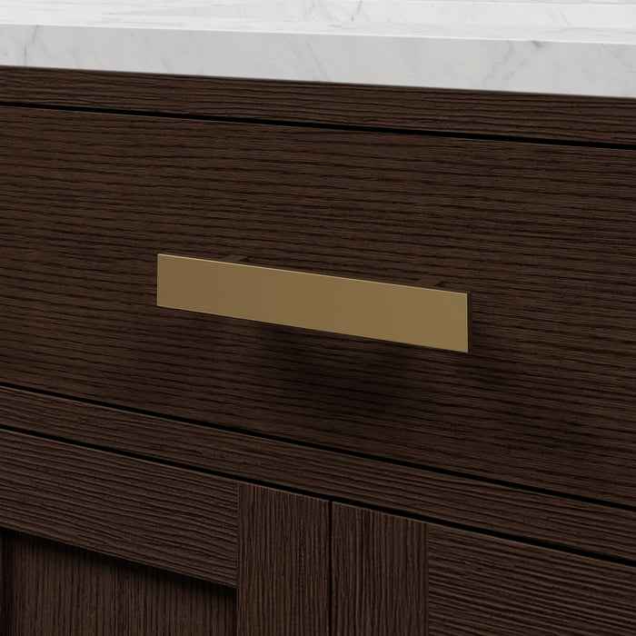 Kingston Chestnut CH60CW06BK - 60 in. x 21.5 in. Bathroom Vanity Marble Top and White Basin, Brown Oak