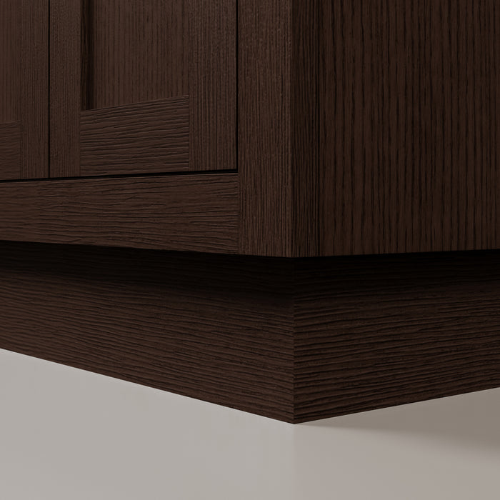 Kingston Chestnut CH72CW06BK - 72 in. x 21.5 in. Bathroom Vanity Marble Top and White Basin, Brown Oak
