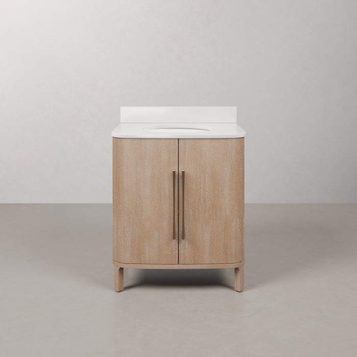 Kingston Cirilla CI30EM08TL - 30 in. x 22 in.  Bathroom Vanity Single Sink Freestanding with Whitebrook Engineered Marble Top, Toffee Latte