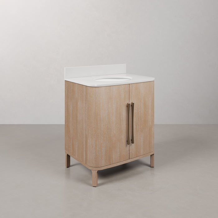 Kingston Cirilla CI30EM08TL - 30 in. x 22 in.  Bathroom Vanity Single Sink Freestanding with Whitebrook Engineered Marble Top, Toffee Latte
