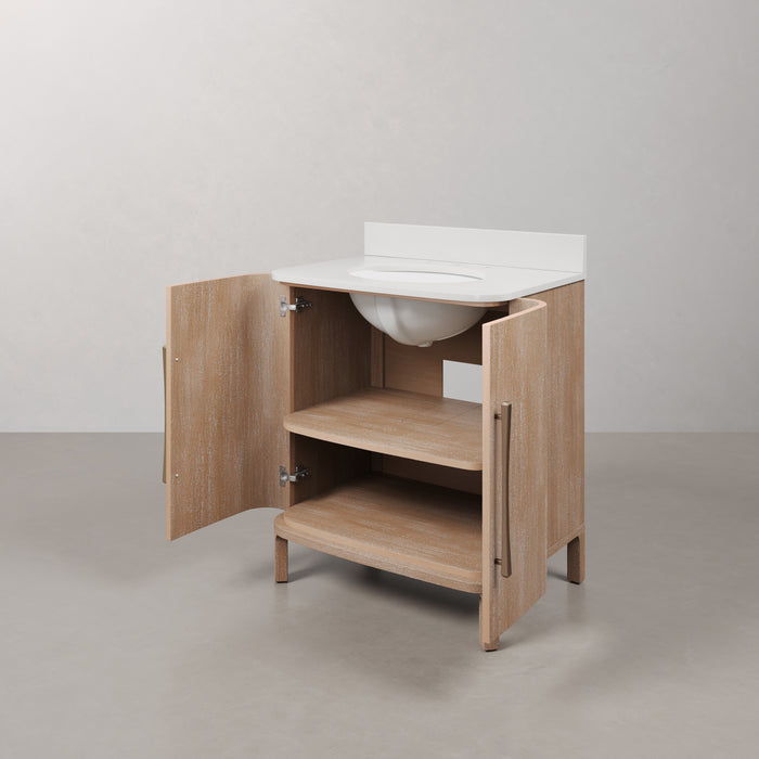 Kingston Cirilla CI30EM08TL - 30 in. x 22 in.  Bathroom Vanity Single Sink Freestanding with Whitebrook Engineered Marble Top, Toffee Latte
