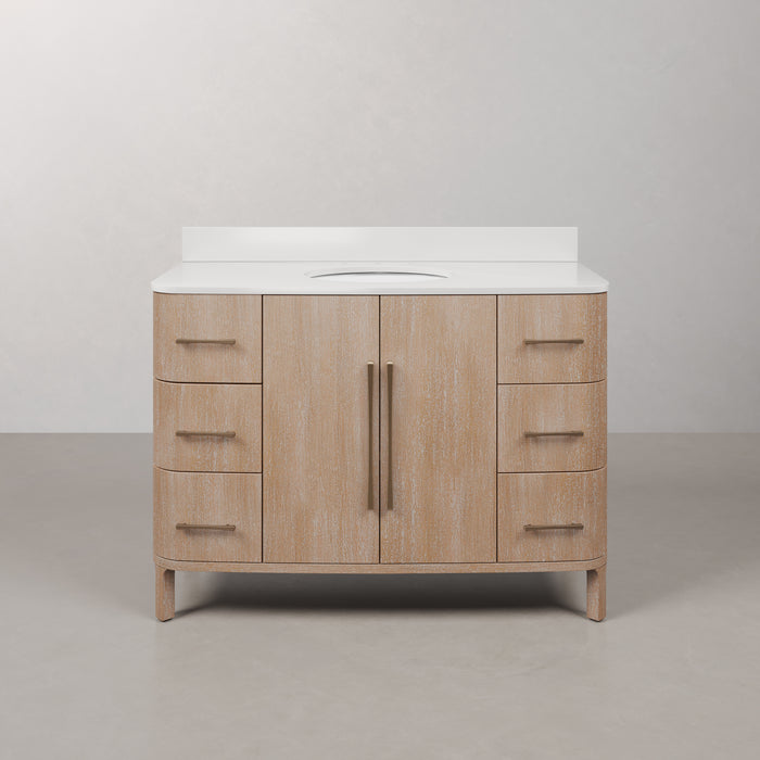Kingston Cirilla CI48EM08TL - 48 in. x 22 in. Bathroom Vanity Single Sink Freestanding with Whitebrook Engineered Marble Top, Toffee Latte