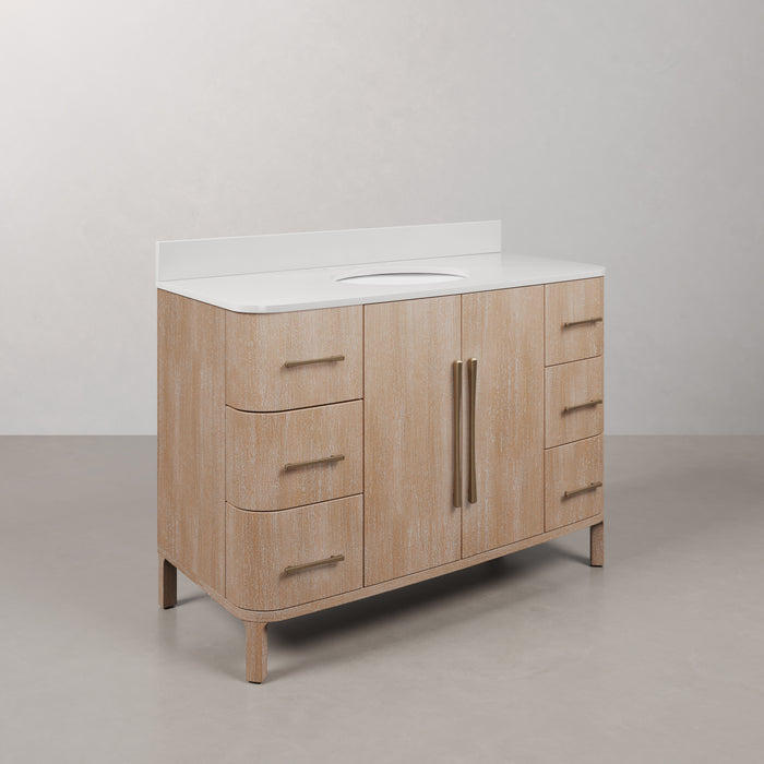 Kingston Cirilla CI48EM08TL - 48 in. x 22 in. Bathroom Vanity Single Sink Freestanding with Whitebrook Engineered Marble Top, Toffee Latte