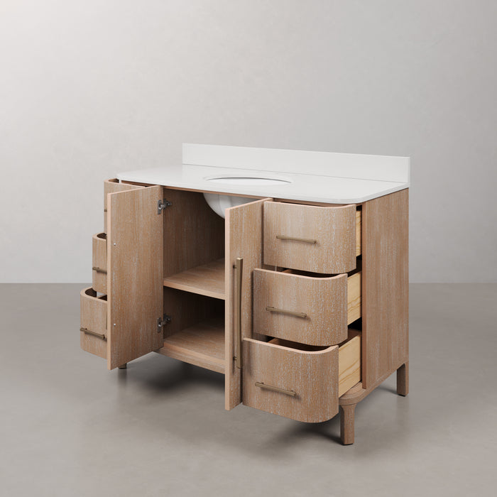 Kingston Cirilla CI48EM08TL - 48 in. x 22 in. Bathroom Vanity Single Sink Freestanding with Whitebrook Engineered Marble Top, Toffee Latte