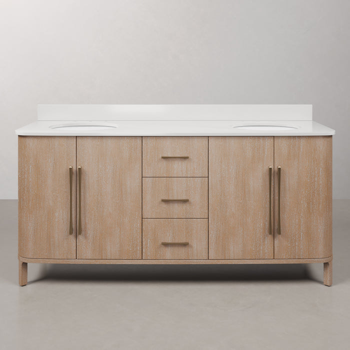 Kingston Cirilla CI72EM08TL - 72 in. x 22 in. Bathroom Vanity Double Sink Freestanding with Whitebrook Engineered Marble Top, Toffee Latte