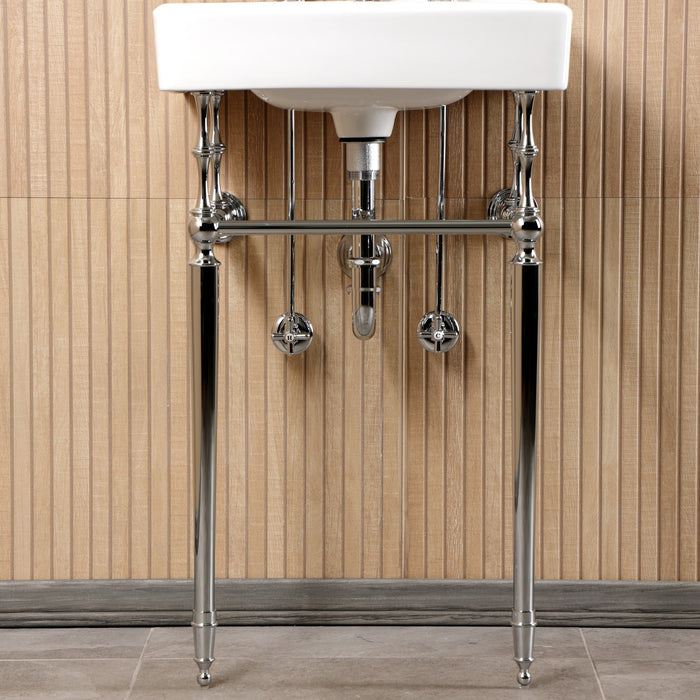 Edwardian CKVPB2018W81 20-Inch Porcelain Console Sink Set with Widespread Bathroom Faucet and Plumbing Trim Kit (8-Inch, 3-Hole), White/Polished Chrome