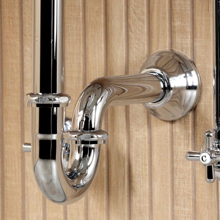 Edwardian CKVPB2018W81 20-Inch Porcelain Console Sink Set with Widespread Bathroom Faucet and Plumbing Trim Kit (8-Inch, 3-Hole), White/Polished Chrome