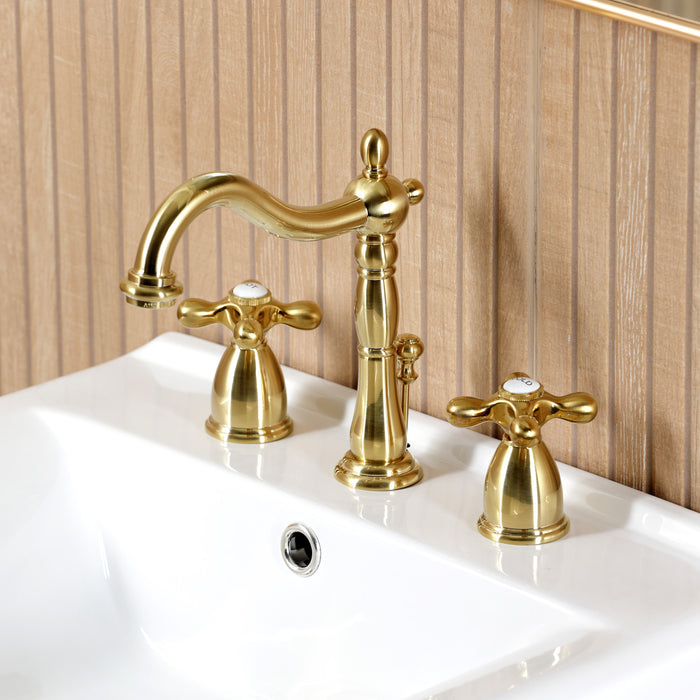 Kingston Heirloom CKVPB2018W87 - Edwardian 20-Inch Porcelain Console Sink Set with Widespread Bathroom Faucet and Plumbing Trim Kit (8-Inch, 3-Hole), White/Brushed Brass