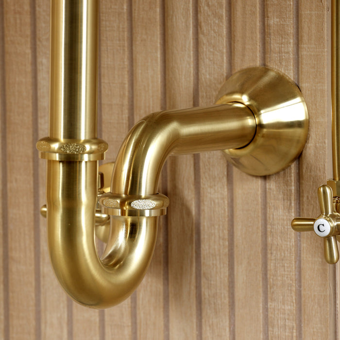 Kingston Heirloom CKVPB2018W87 - Edwardian 20-Inch Porcelain Console Sink Set with Widespread Bathroom Faucet and Plumbing Trim Kit (8-Inch, 3-Hole), White/Brushed Brass