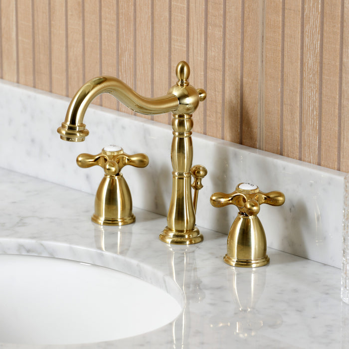 Kingston Heirloom CKVPB3030MB7 - Templeton 30-Inch Carrara Marble Console Sink Set with Widespread Bathroom Faucet and Plumbing Trim Kit (8-Inch, 3-Hole), Carrara Marble White/Brushed Brass