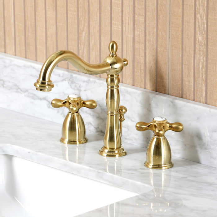 Kingston Heirloom CKVPB3030MBSQ7 - Templeton 30-Inch Carrara Marble Console Sink Set with Widespread Bathroom Faucet and Plumbing Trim Kit (8-Inch, 3-Hole), Carrara Marble White/Brushed Brass