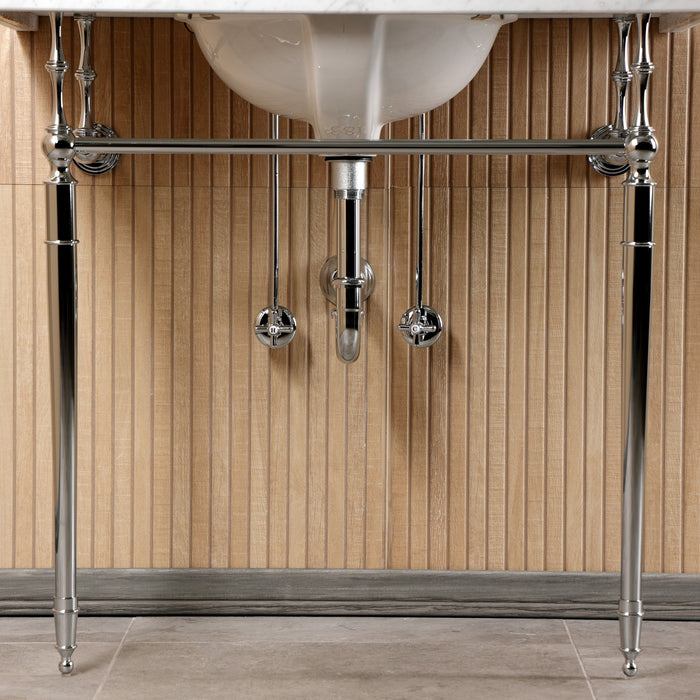 Edwardian CKVPB3622M81 36-Inch Carrara Marble Console Sink Set with Widespread Bathroom Faucet and Plumbing Trim Kit (8-Inch, 3-Hole), Carrara Marble White/Polished Chrome