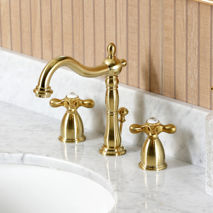 Kingston Heirloom CKVPB3622M87 - Edwardian 36-Inch Carrara Marble Console Sink Set with Widespread Bathroom Faucet and Plumbing Trim Kit (8-Inch, 3-Hole), Carrara Marble White/Brushed Brass