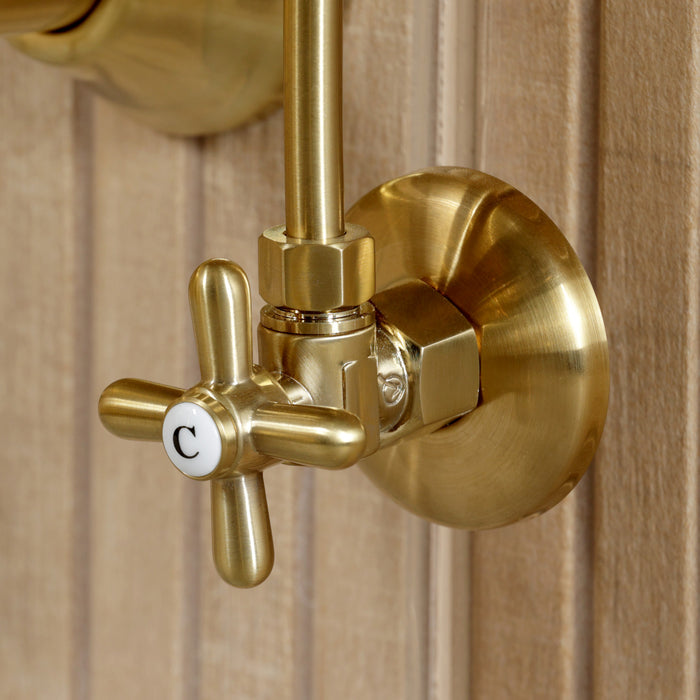 Kingston Heirloom CKVPB3622M87 - Edwardian 36-Inch Carrara Marble Console Sink Set with Widespread Bathroom Faucet and Plumbing Trim Kit (8-Inch, 3-Hole), Carrara Marble White/Brushed Brass