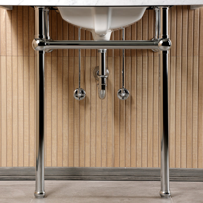 Kingston Heirloom CKVPB36MBSQ1 - Templeton 36-Inch Carrara Marble Console Sink Set with Widespread Bathroom Faucet and Plumbing Trim Kit (8-Inch, 3-Hole), Carrara Marble White/Polished Chrome