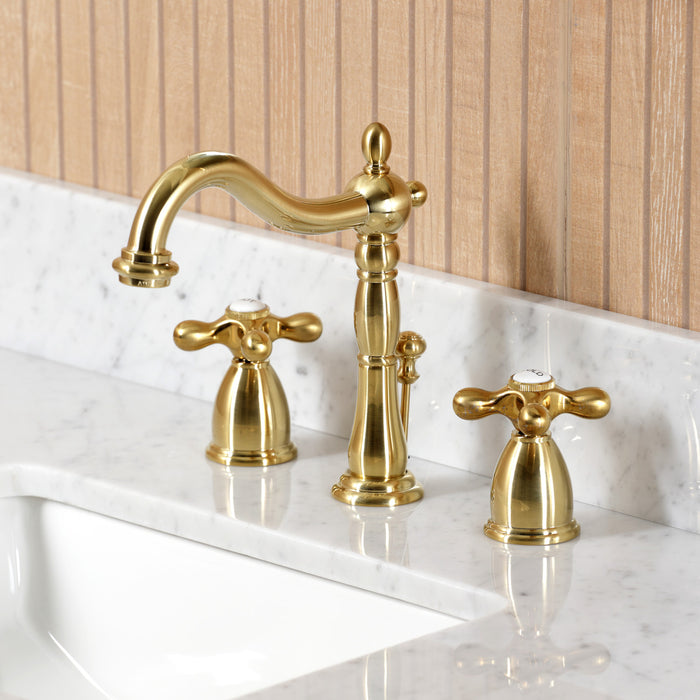 Kingston Heirloom CKVPB36MBSQ7 - Templeton 36-Inch Carrara Marble Console Sink Set with Widespread Bathroom Faucet and Plumbing Trim Kit (8-Inch, 3-Hole), Carrara Marble White/Brushed Brass