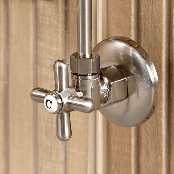 Kingston Heirloom CKVPB36MBSQ8 - Templeton 36-Inch Carrara Marble Console Sink Set with Widespread Bathroom Faucet and Plumbing Trim Kit (8-Inch, 3-Hole), Carrara Marble White/Brushed Nickel