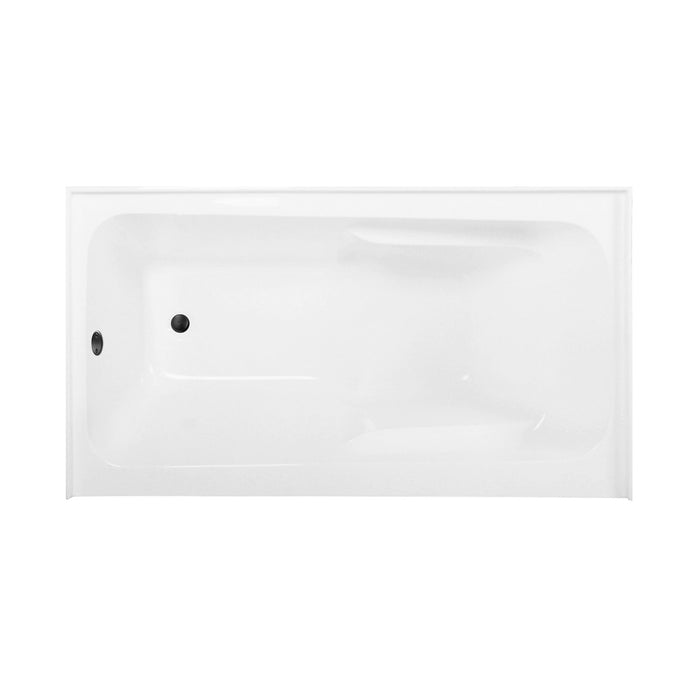Kingston Tulare CVTAP543023L0 - Aqua Eden 54-Inch Acrylic Rectangular 3-Wall Alcove Tub Combo with Armrests and Waste and Overflow Drain (Left Hand Drain), Glossy White/Matte Black