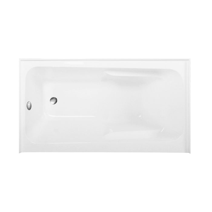 Kingston Tulare CVTAP543023L8 - Aqua Eden 54-Inch Acrylic Rectangular 3-Wall Alcove Tub Combo with Armrests and Waste and Overflow Drain (Left Hand Drain), Glossy White/Brushed Nickel