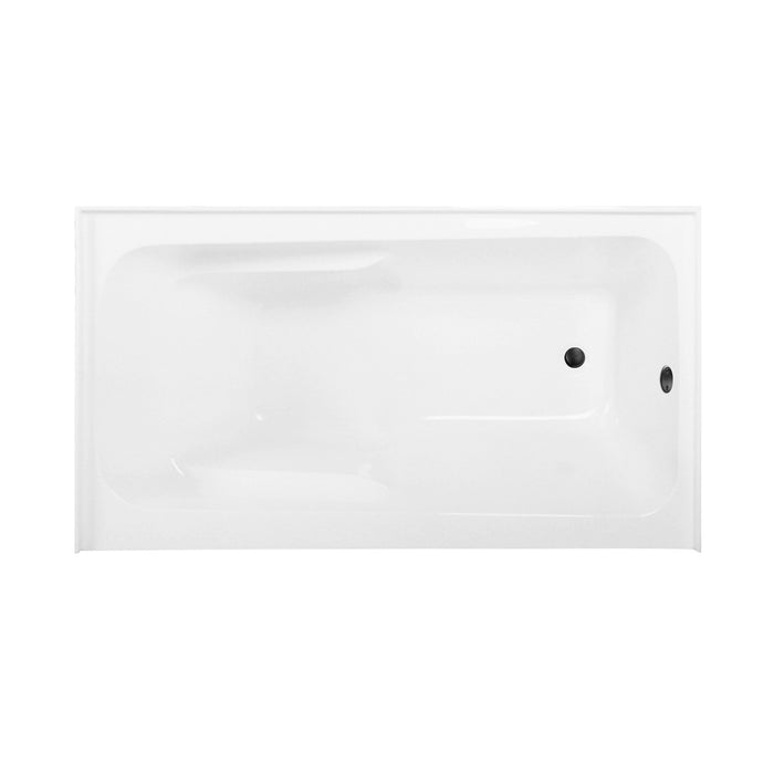 Kingston Tulare CVTAP543023R0 - Aqua Eden 54-Inch Acrylic Rectangular 3-Wall Alcove Tub Combo with Armrests and Waste and Overflow Drain (Right Hand Drain), Glossy White/Matte Black