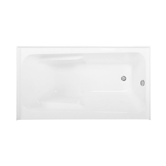 Kingston Tulare CVTAP543023R1 - Aqua Eden 54-Inch Acrylic Rectangular 3-Wall Alcove Tub Combo with Armrests and Waste and Overflow Drain (Right Hand Drain), Glossy White/Polished Chrome