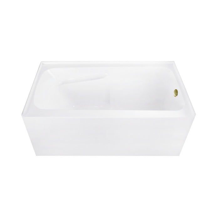 Aqua Eden CVTAP543023R3 54-Inch Acrylic Rectangular 3-Wall Alcove Tub Combo with Armrests and Waste and Overflow Drain (Right Hand Drain), Glossy White/Antique Brass