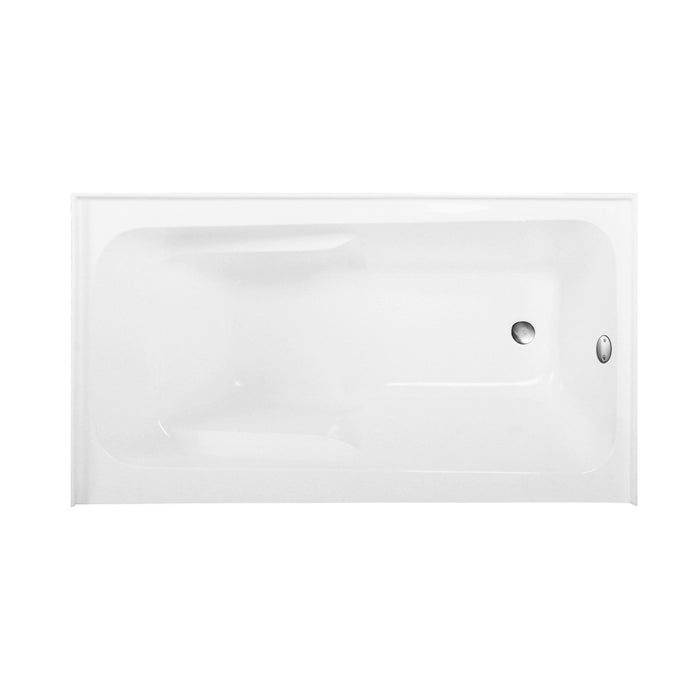 Kingston Tulare CVTAP543023R8 - Aqua Eden 54-Inch Acrylic Rectangular 3-Wall Alcove Tub Combo with Armrests and Waste and Overflow Drain (Right Hand Drain), Glossy White/Brushed Nickel