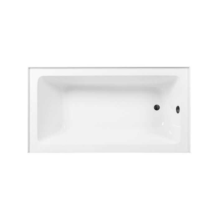 Kingston Tulare CVTAP603222L0 - Aqua Eden 60-Inch Acrylic Rectangular 3-Wall Alcove Tub Combo with Waste and Overflow Drain (Left Hand Drain), Glossy White/Matte Black