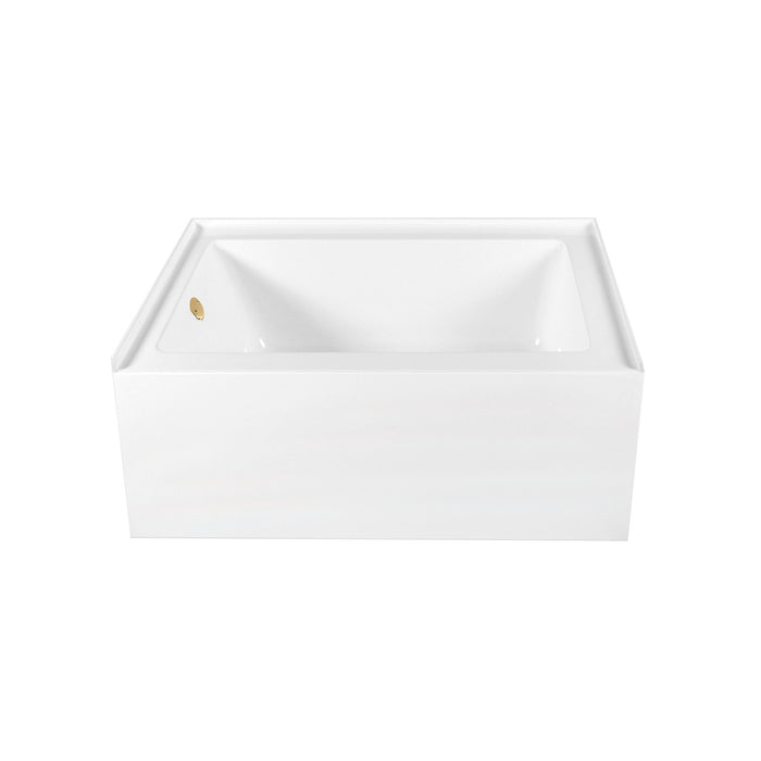 Aqua Eden CVTAP603222L2 60-Inch Acrylic Rectangular 3-Wall Alcove Tub Combo with Waste and Overflow Drain (Left Hand Drain), Glossy White/Polished Brass