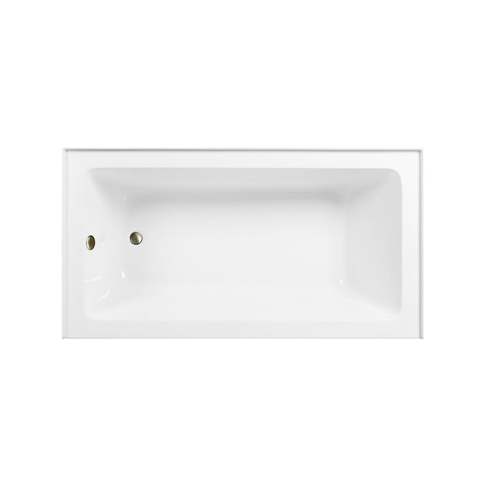 Aqua Eden CVTAP603222L3 60-Inch Acrylic Rectangular 3-Wall Alcove Tub Combo with Waste and Overflow Drain (Left Hand Drain), Glossy White/Antique Brass