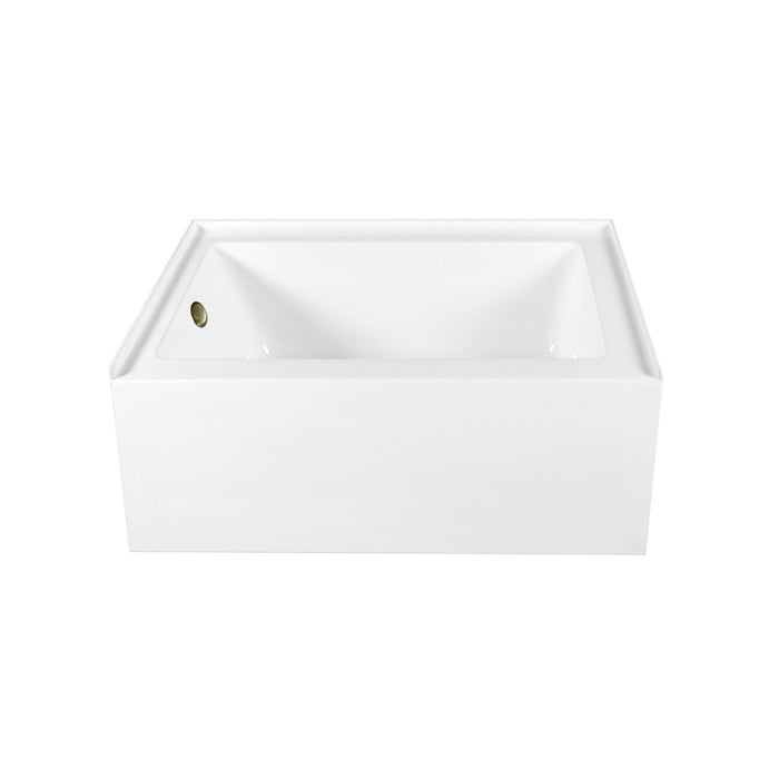 Aqua Eden CVTAP603222L3 60-Inch Acrylic Rectangular 3-Wall Alcove Tub Combo with Waste and Overflow Drain (Left Hand Drain), Glossy White/Antique Brass