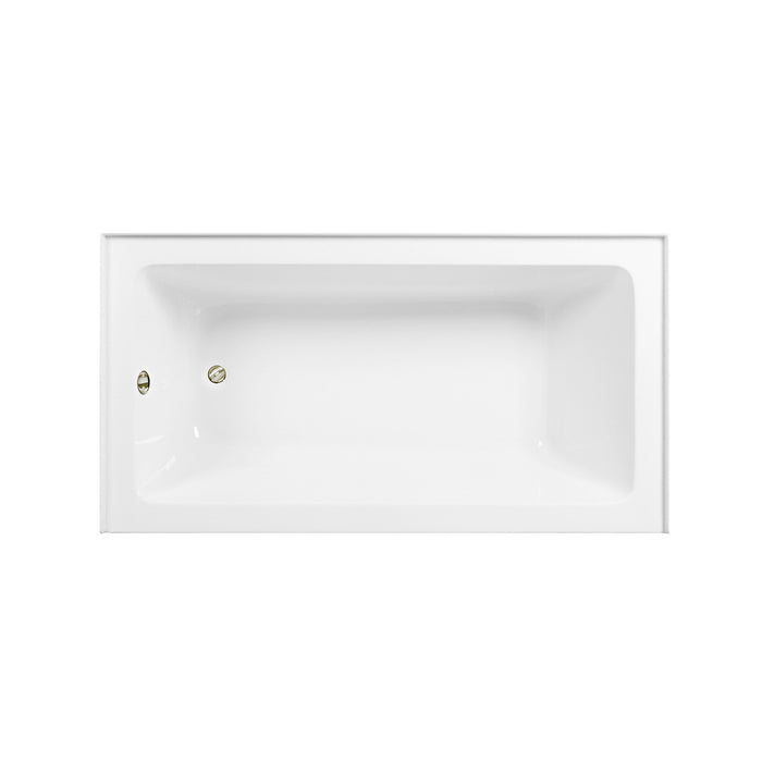 Aqua Eden CVTAP603222L6 60-Inch Acrylic Rectangular 3-Wall Alcove Tub Combo with Waste and Overflow Drain (Left Hand Drain), Glossy White/Polished Nickel