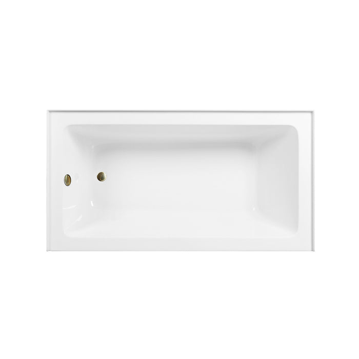 Kingston Tulare CVTAP603222L7 - Aqua Eden 60-Inch Acrylic Rectangular 3-Wall Alcove Tub Combo with Waste and Overflow Drain (Left Hand Drain), Glossy White/Brushed Brass
