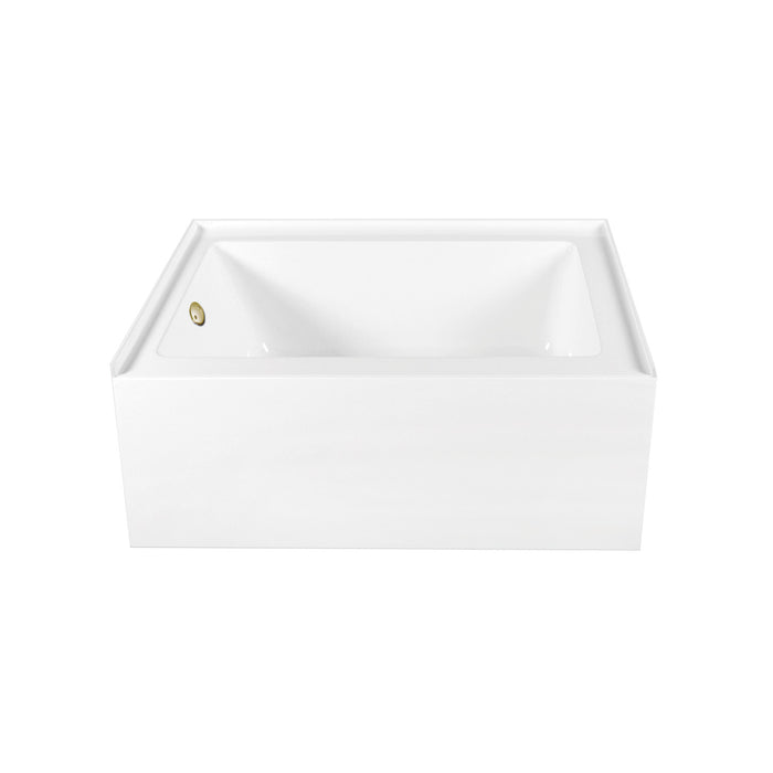 Kingston Tulare CVTAP603222L7 - Aqua Eden 60-Inch Acrylic Rectangular 3-Wall Alcove Tub Combo with Waste and Overflow Drain (Left Hand Drain), Glossy White/Brushed Brass