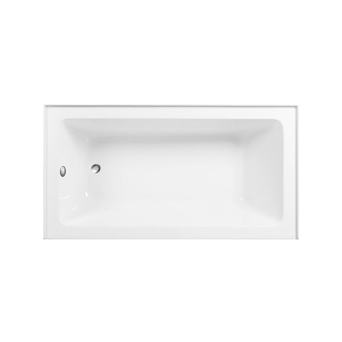 Kingston Tulare CVTAP603222L8 - Aqua Eden 60-Inch Acrylic Rectangular 3-Wall Alcove Tub Combo with Waste and Overflow Drain (Left Hand Drain), Glossy White/Brushed Nickel
