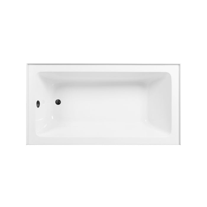 Kingston Tulare CVTAP603222R0 - Aqua Eden 60-Inch Acrylic Rectangular 3-Wall Alcove Tub Combo with Waste and Overflow Drain (Right Hand Drain), Glossy White/Matte Black